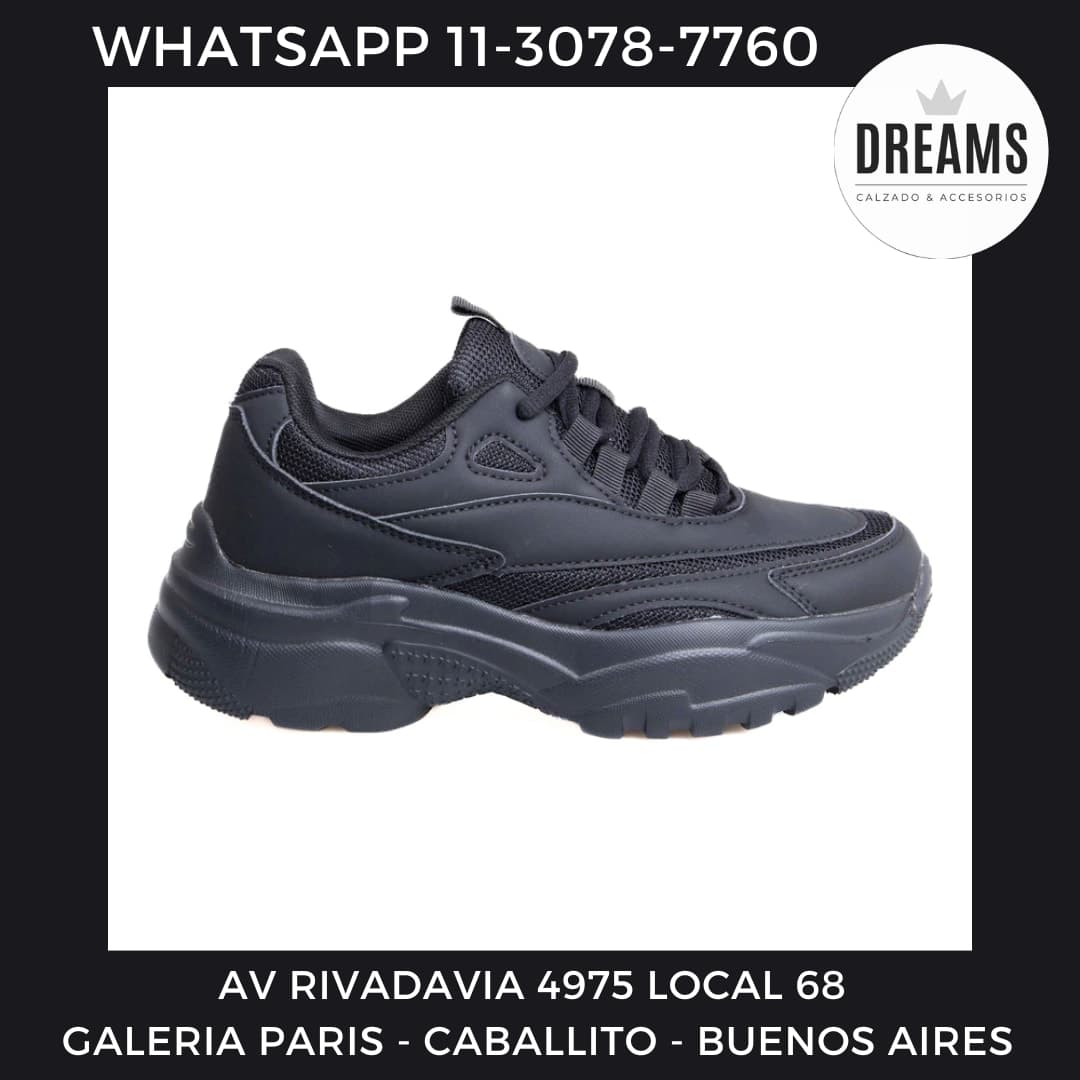 Zapatillas urbanas con cordones total black negro 286