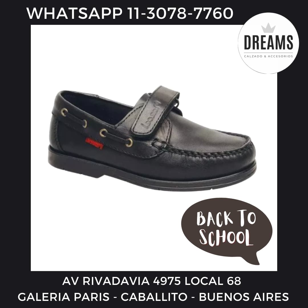 Zapatos colegiales escolares Marcel nauticos con velcro negro con abrojo