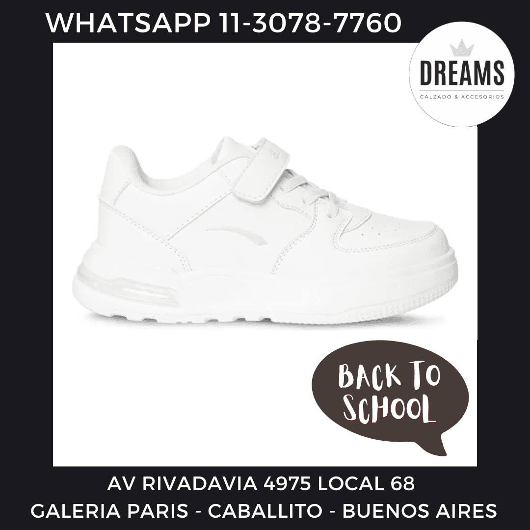 Zapatillas colegiales escolares con velcro abrojo blancas lisas