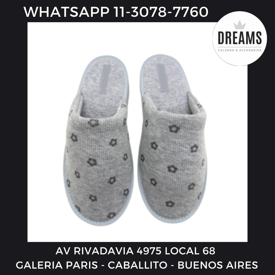 Pantuflas de mujer chinelas gris morley con flores